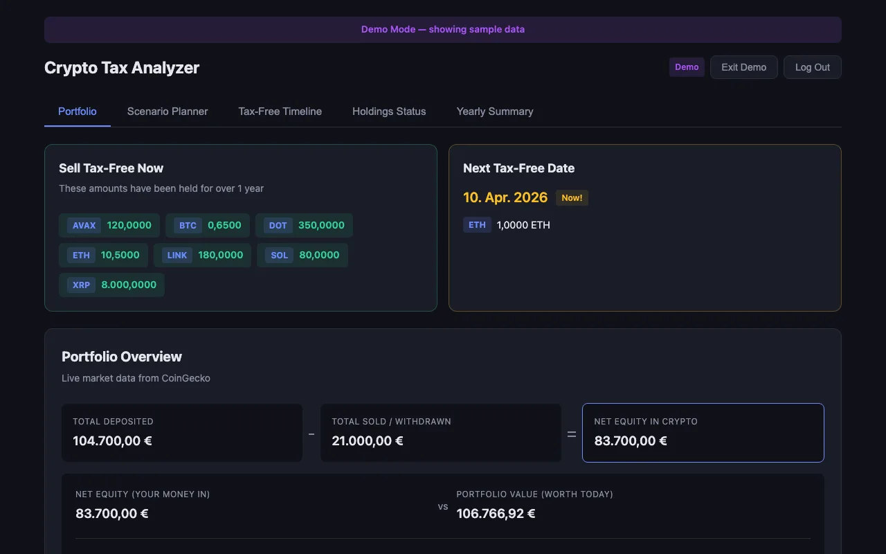 Crypto Tax Analyzer screenshot